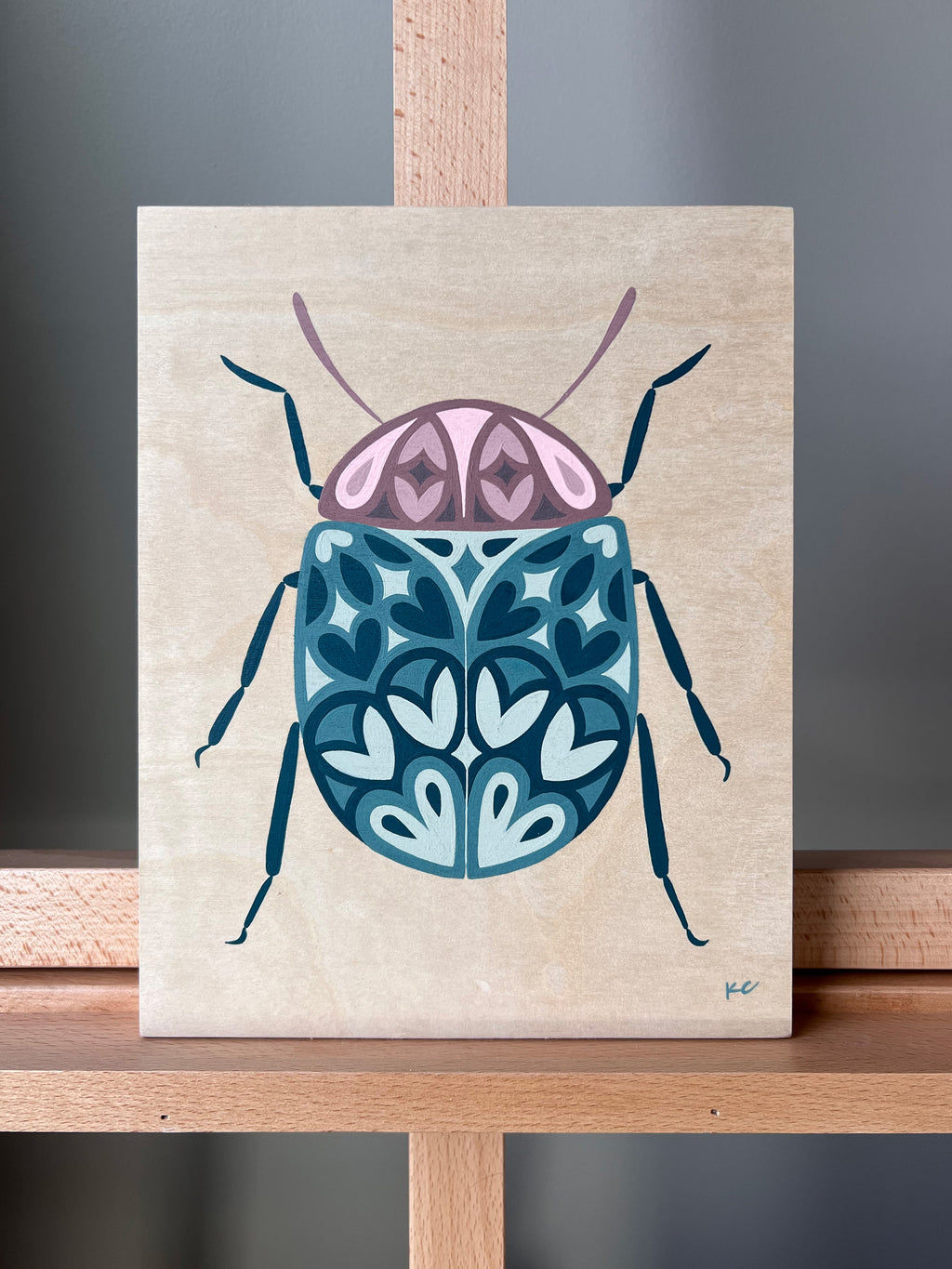 Beetle 02 Original Painting - Acrylic Gouache on Wood Panel