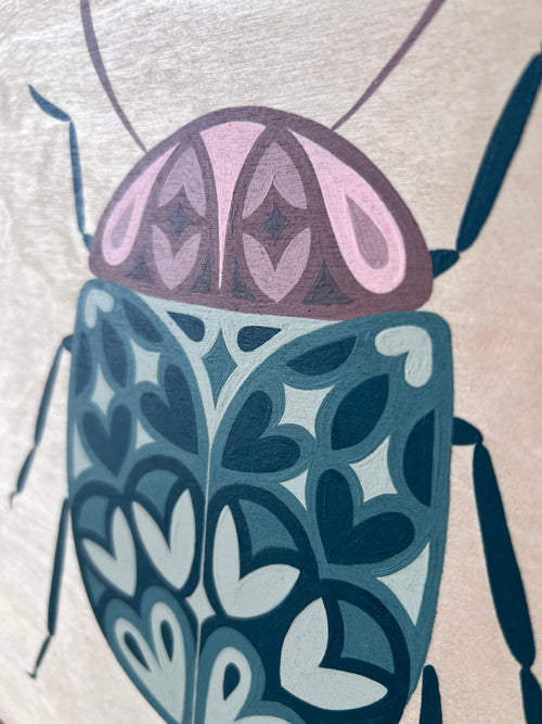 Beetle 02 Original Painting - Acrylic Gouache on Wood Panel