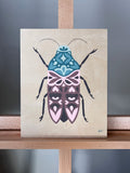 Beetle 03 Original Painting - Acrylic Gouache on Wood Panel