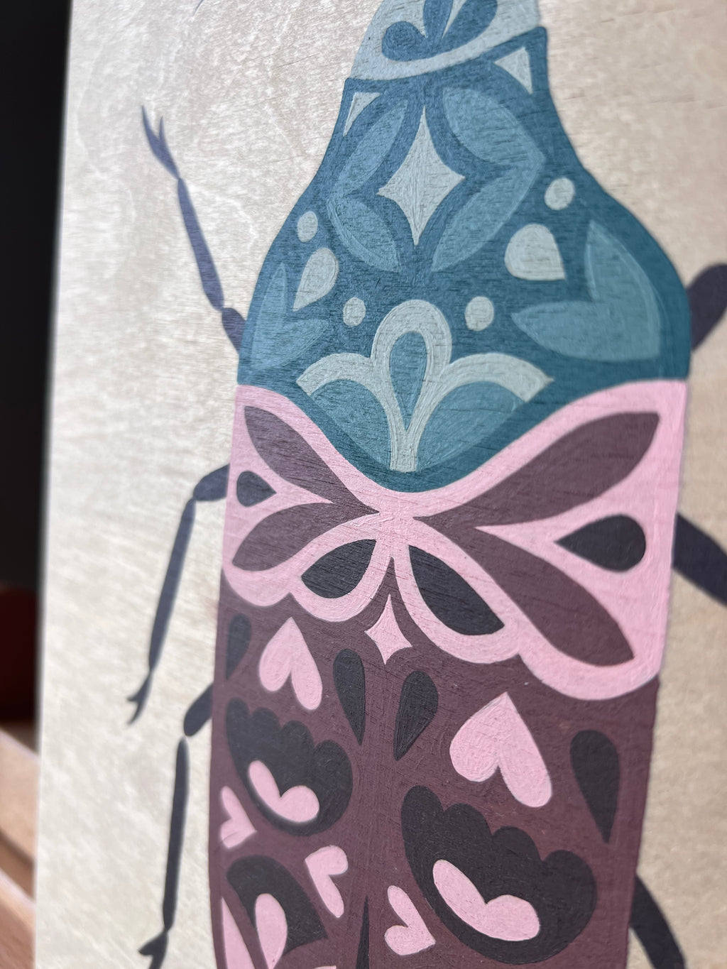 Beetle 03 Original Painting - Acrylic Gouache on Wood Panel
