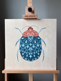 Beetle 04 Original Painting - Acrylic Gouache on Wood Panel