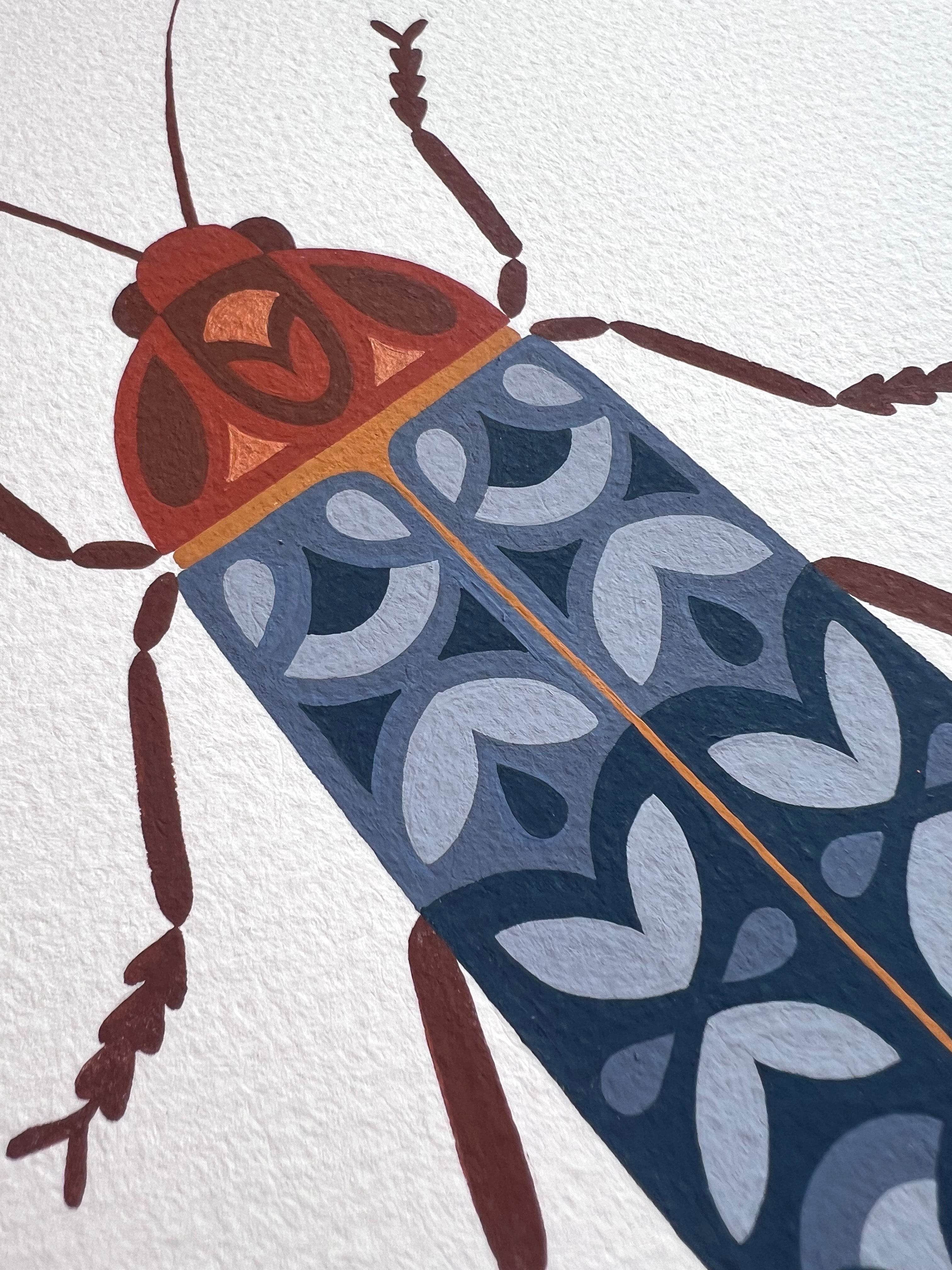 Lightning Bug Original Painting - Acrylic Gouache on Cold Press Watercolor Paper