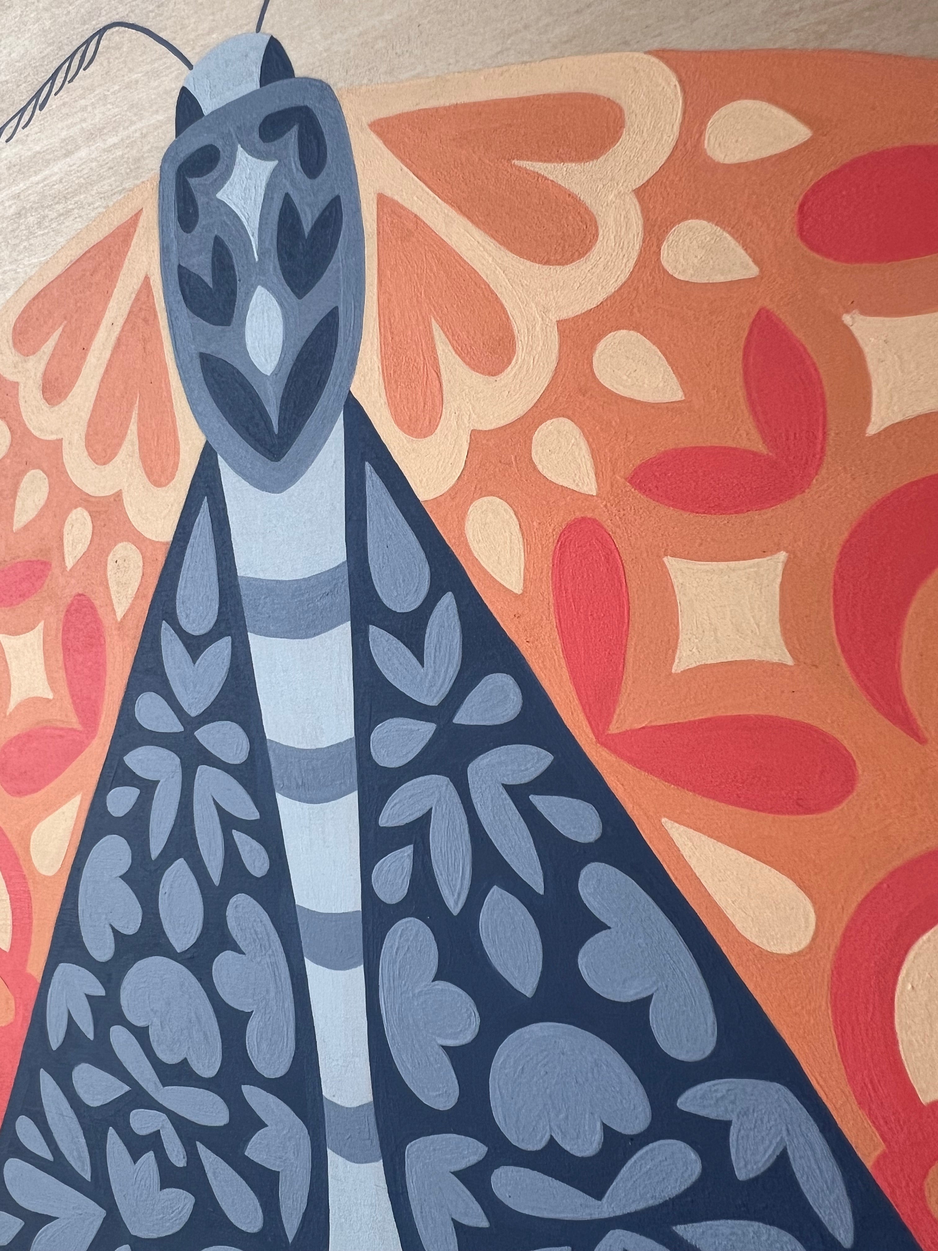 Moth 02 Original Painting - Acrylic Gouache on Wood Panel