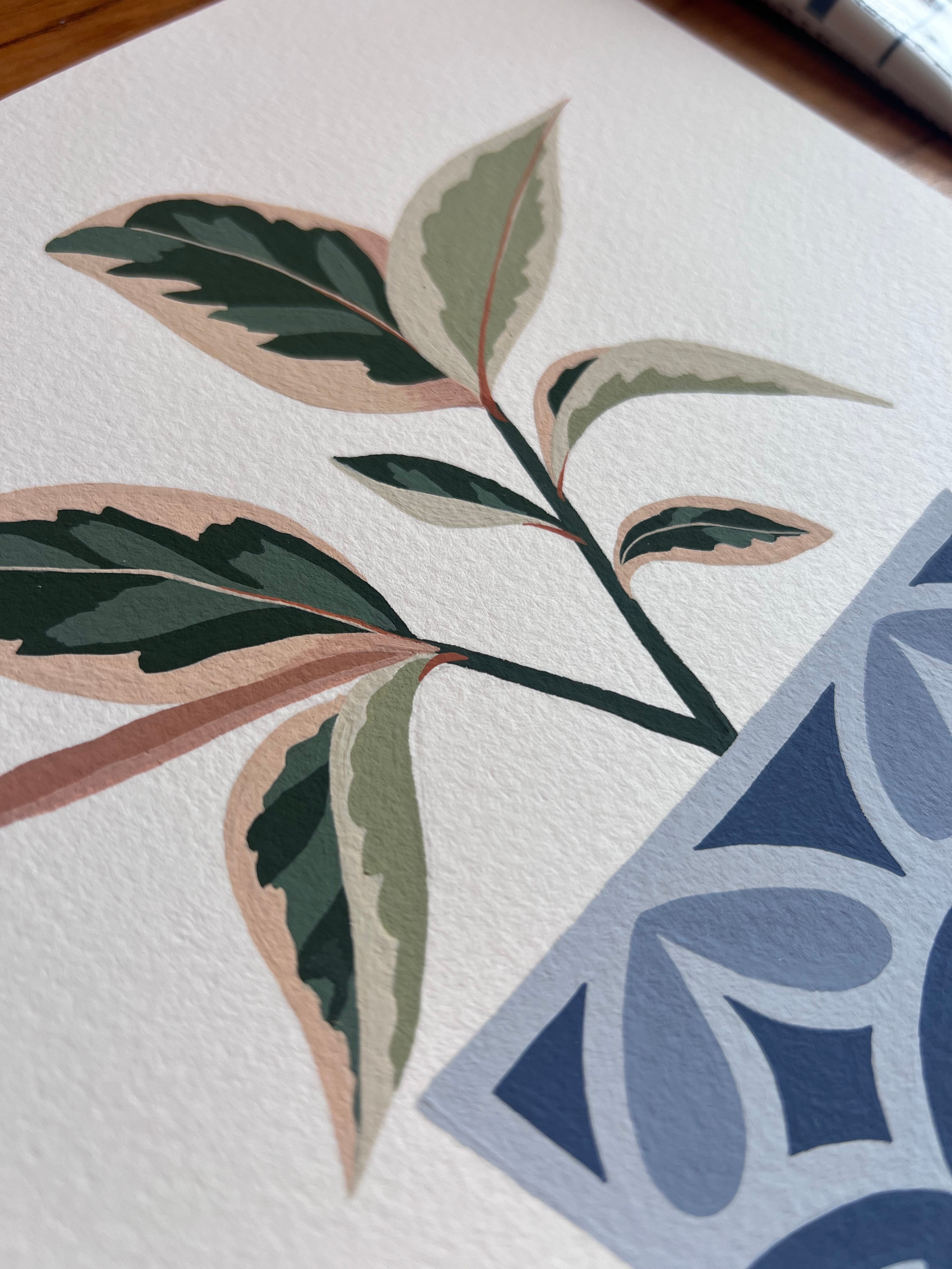 Plant 02 Original Painting - Acrylic Gouache on Cold Press Watercolor Paper