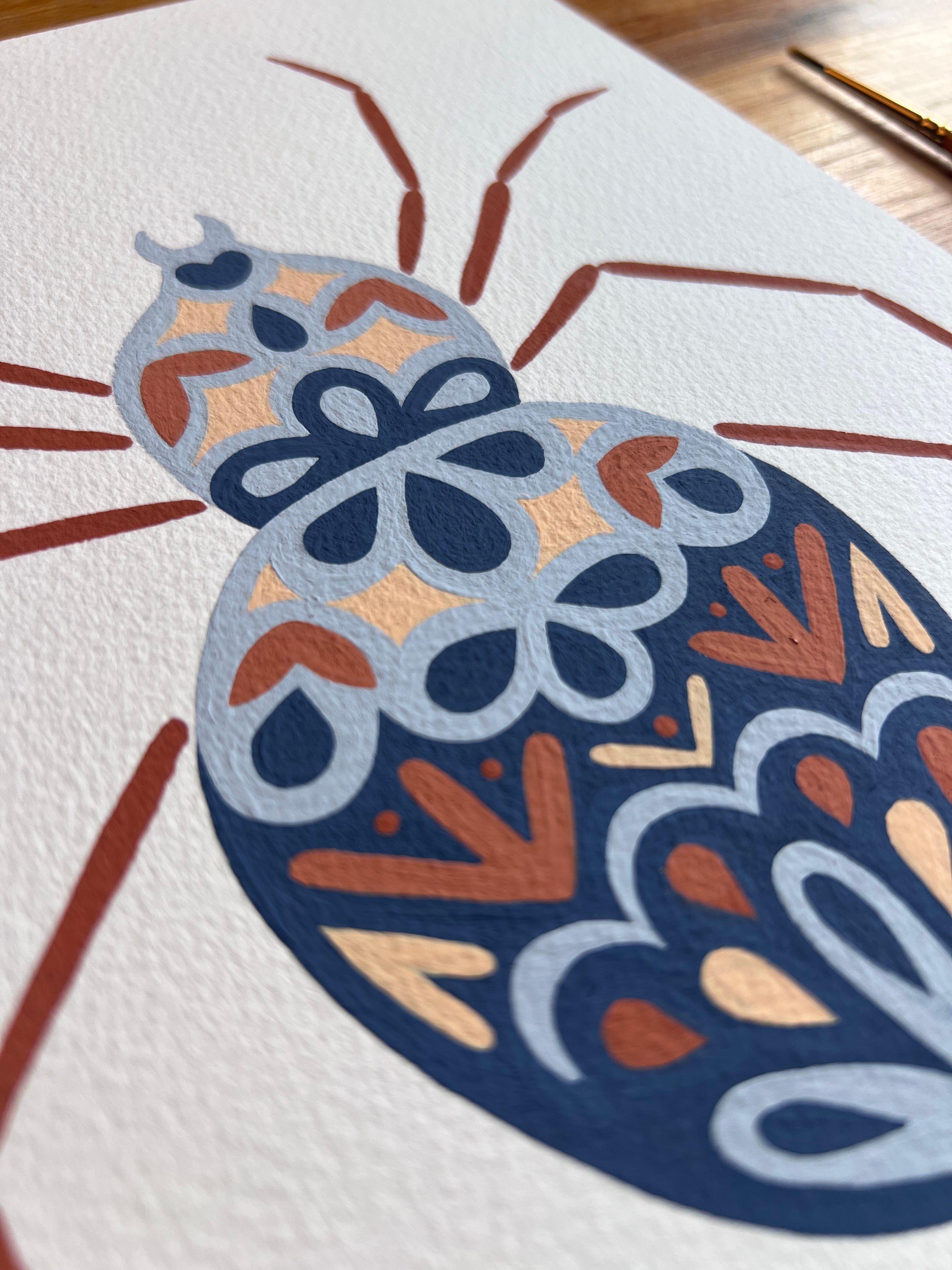 Spider Original Painting - Acrylic Gouache on Cold Press Watercolor Paper