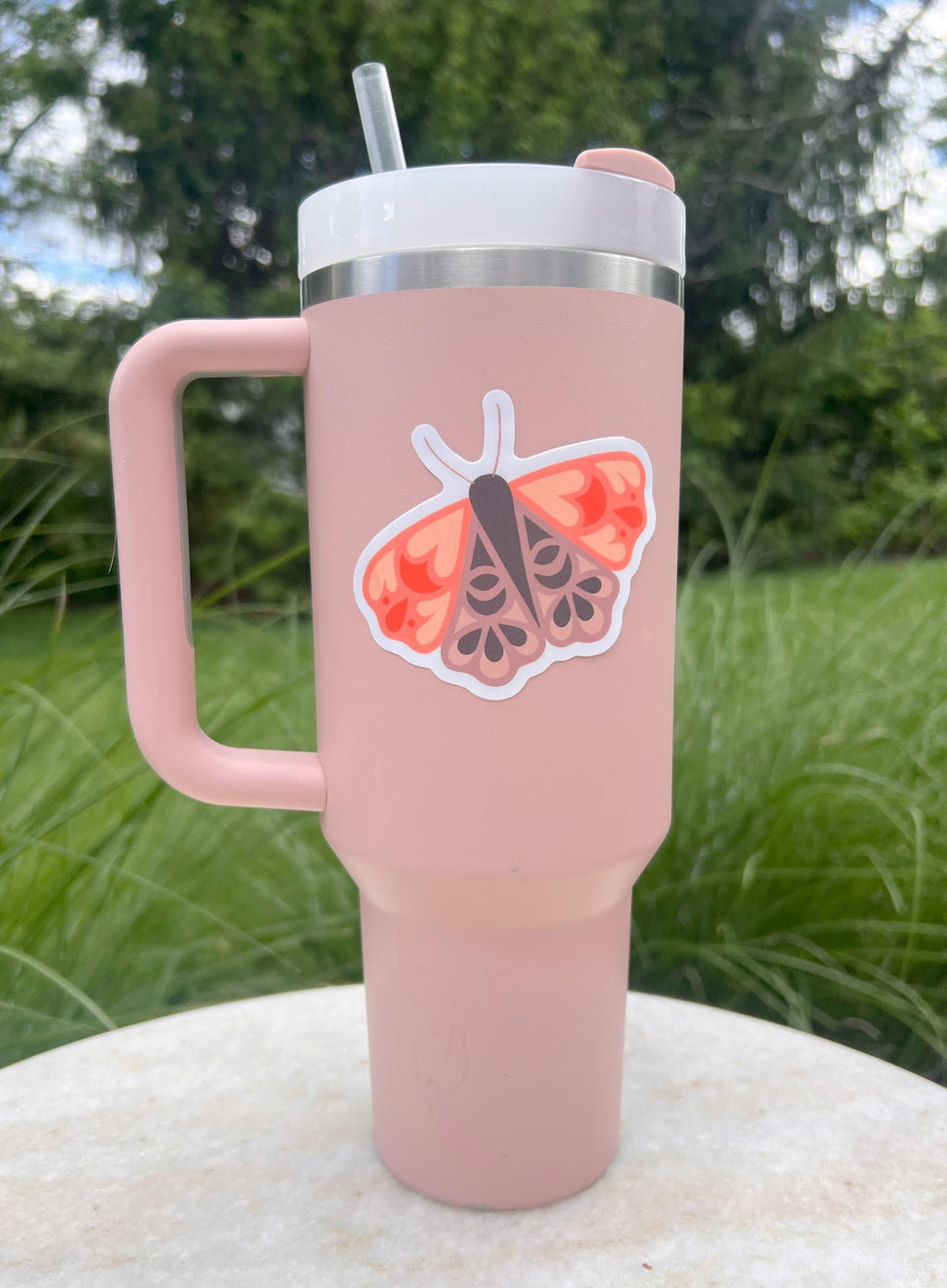 Pink Moth Sticker